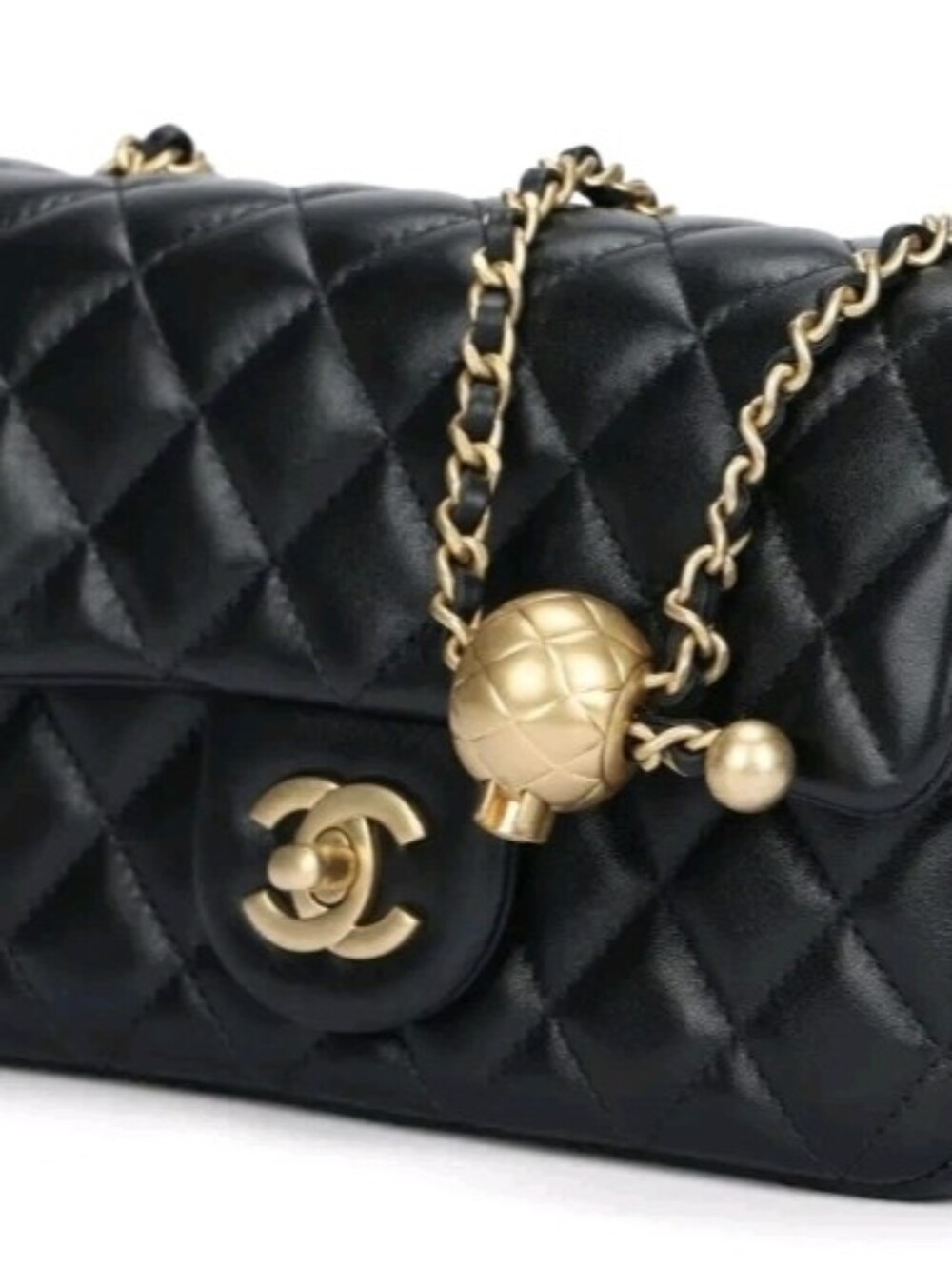 Super Class Quilted Mini Mouth Flap Classic Evening Crossbody Jet Set Black Gold - Picture 4 of 8